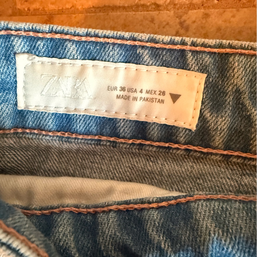 Zara Cross Waist Mom Distressed Jean Shorts - Picture 5 of 5